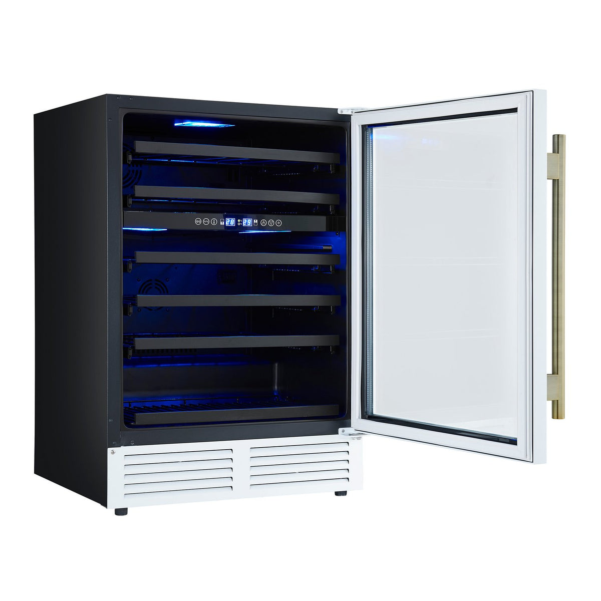 FORNO FWCDR6634-24WHT Wine Cooler, 51 Bottle Capacity, Antique Brass - White