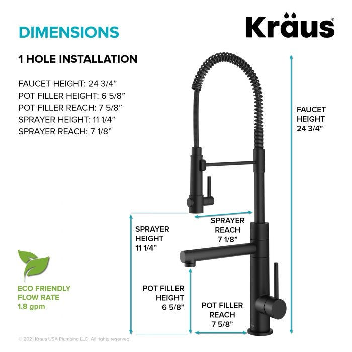 KRAUS Commercial Style Pre-Rinse Kitchen Faucet in Matte Black