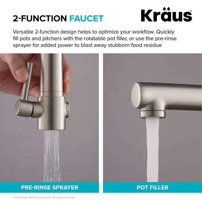 KRAUS Commercial Style Pre-Rinse Kitchen Faucet in Antique Champagne Bronze/Matte Black