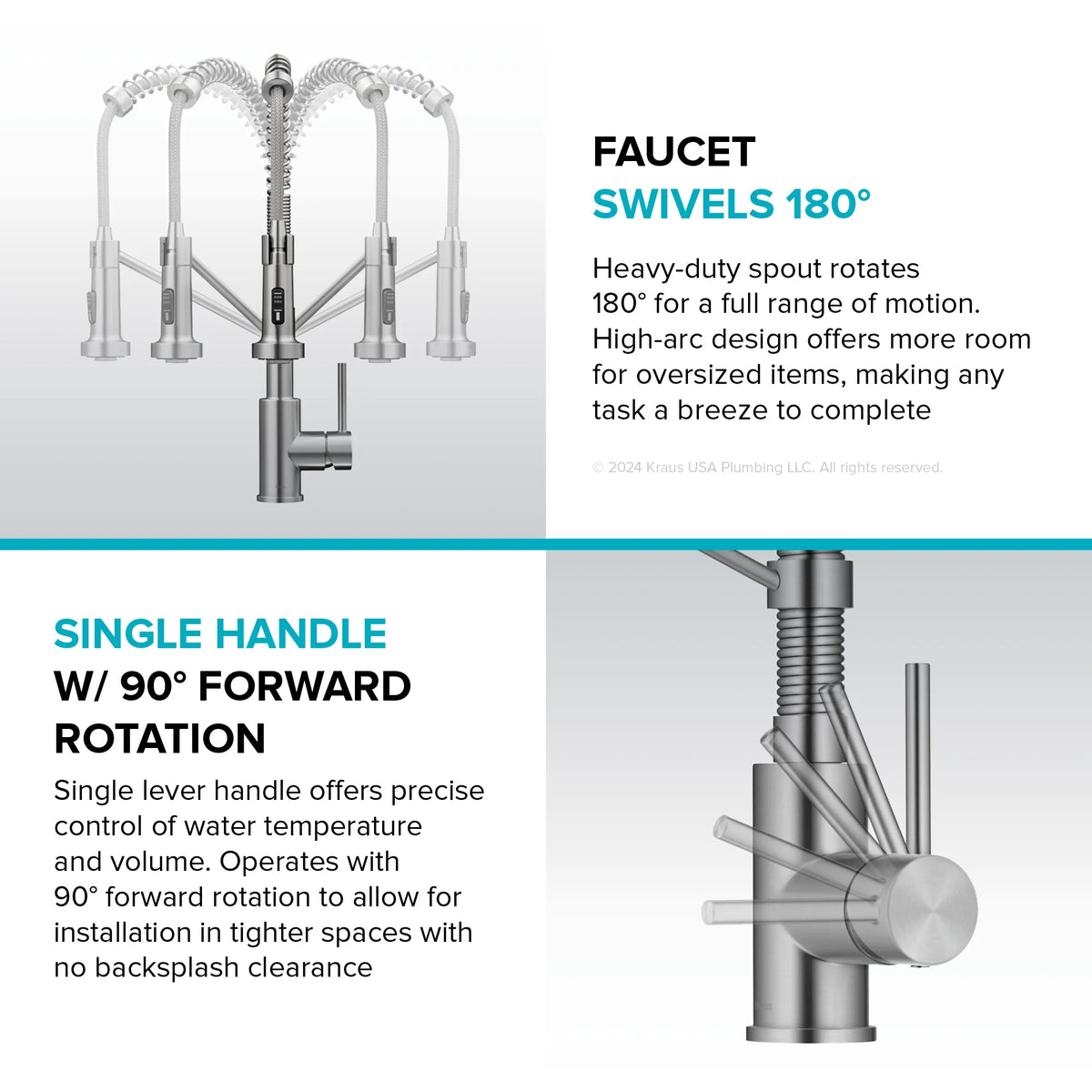 KRAUS KPF-1610SSMB  Bolden Commercial Style 2-Function Single Handle Pull Down Kitchen Faucet