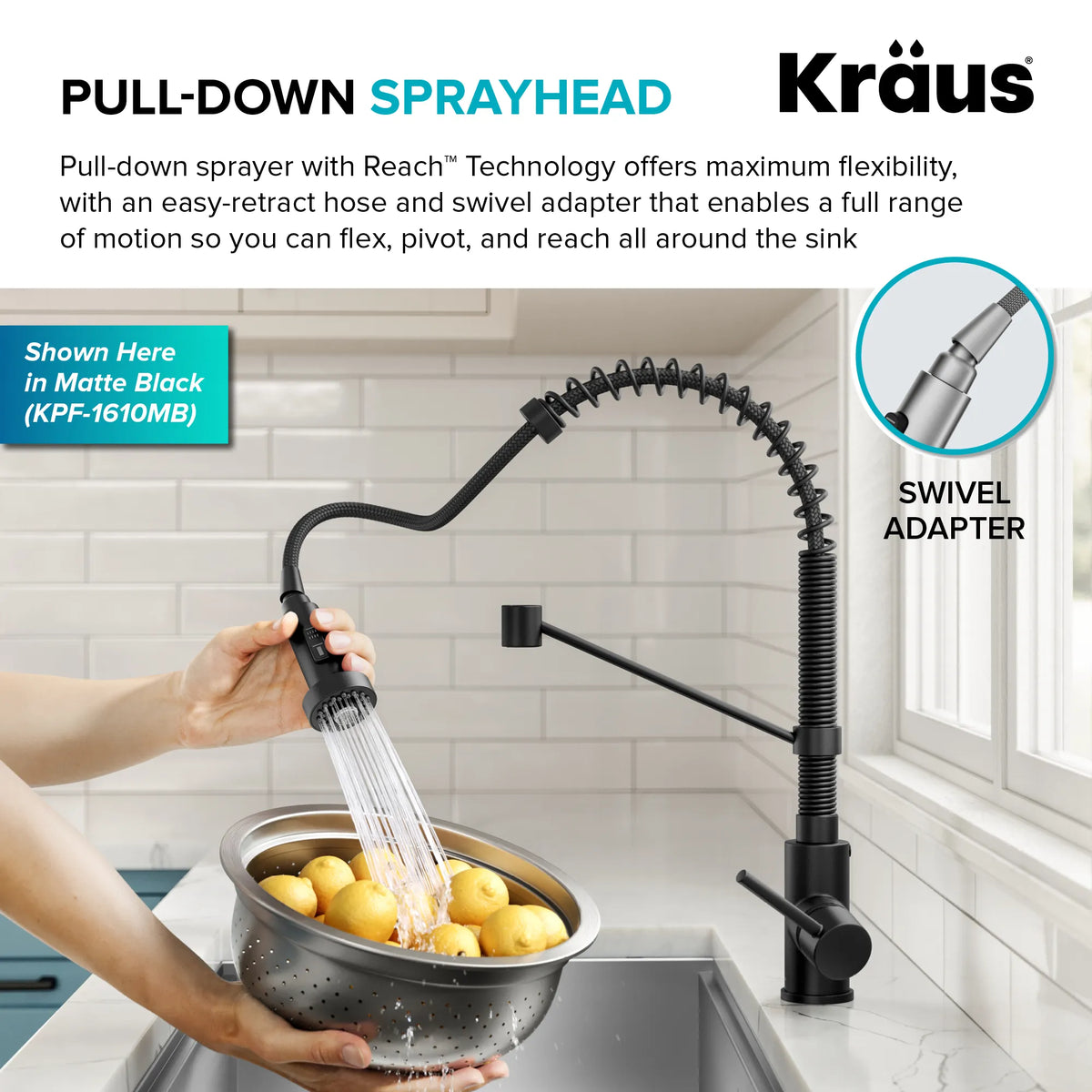 KRAUS KPF-1610SSMB  Bolden Commercial Style 2-Function Single Handle Pull Down Kitchen Faucet