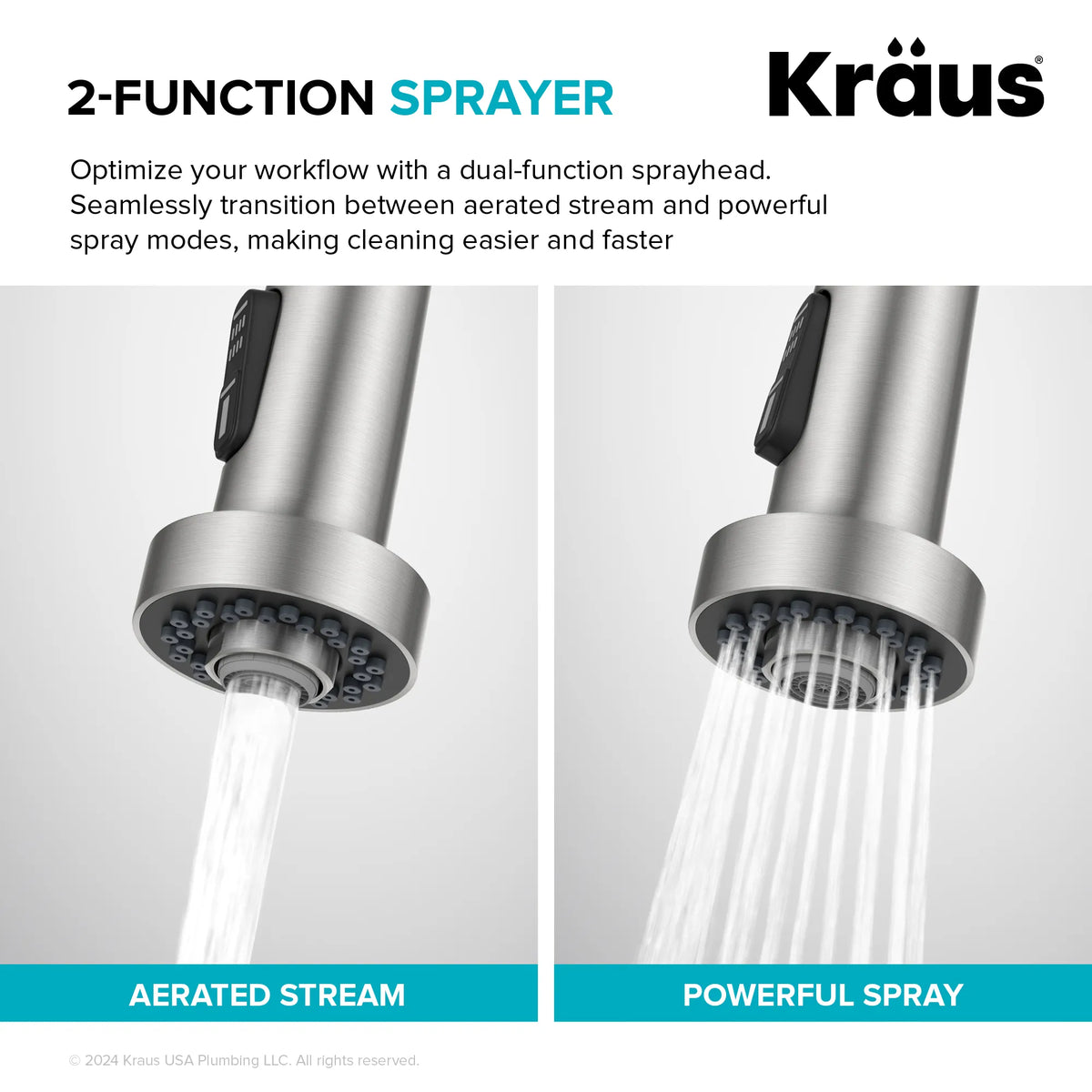 KRAUS KPF-1610SSMB  Bolden Commercial Style 2-Function Single Handle Pull Down Kitchen Faucet