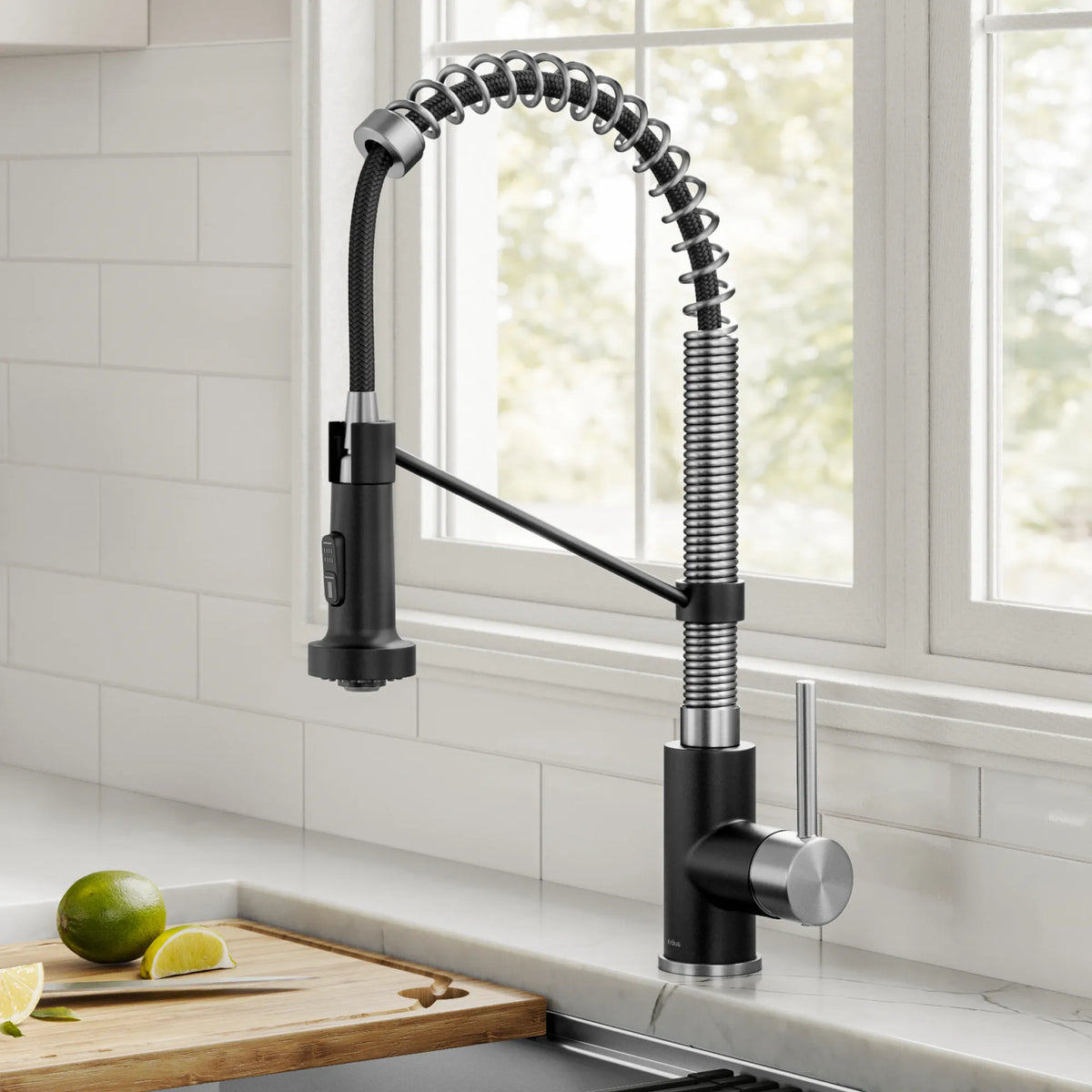 KRAUS KPF-1610SSMB  Bolden Commercial Style 2-Function Single Handle Pull Down Kitchen Faucet