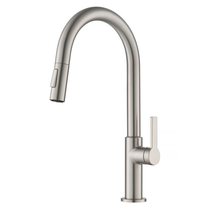 KRAUS Oletto Single Handle Pull-Down Kitchen Faucet in Stainless Steel