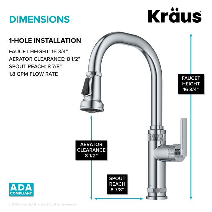 KRAUS Allyn Industrial Pull-Down Single Handle Kitchen Faucet in Matte Black