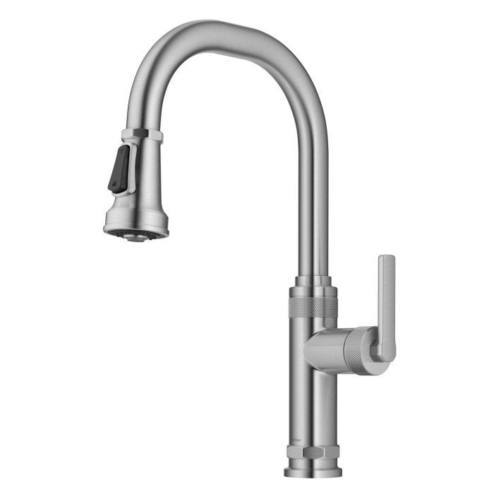 KRAUS Allyn Industrial Pull-Down Single Handle Kitchen Faucet in Stainless Steel