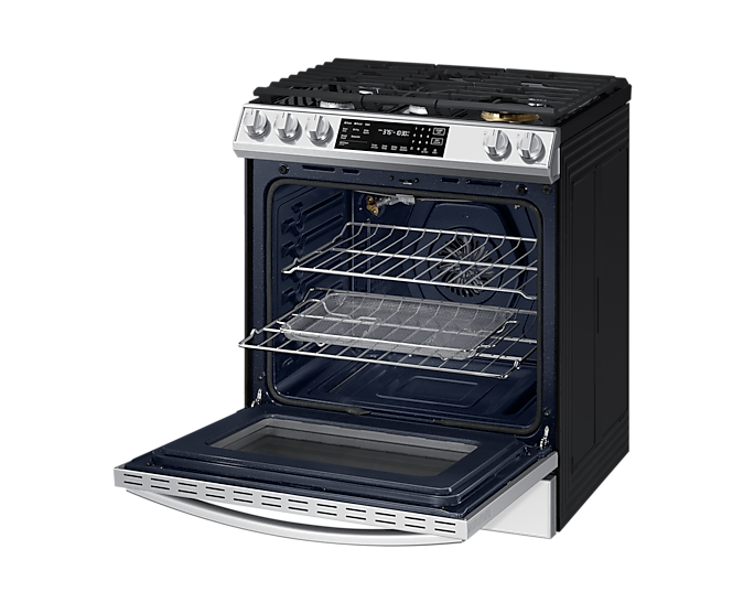 SAMSUNG NX60BB851512AP BESPOKE Slide-in Gas Range with Air Fry &amp; Convection - White Glass