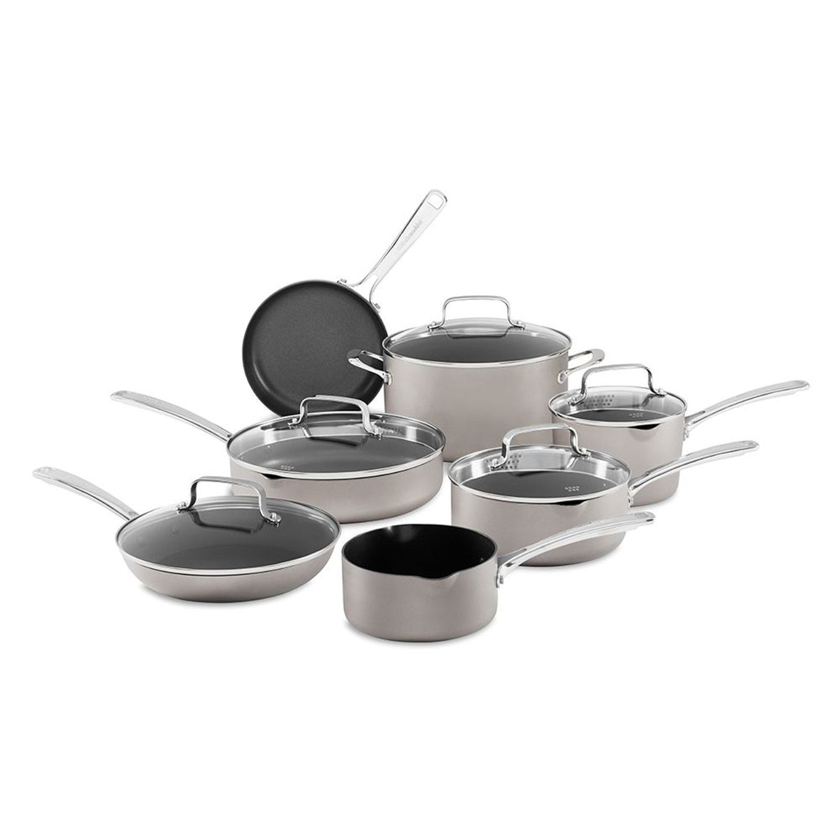 KITCHENAID KC3AS12CS 12-Piece Non-Stick Pour &amp; Strain Aluminum Non Stick Cookware Set