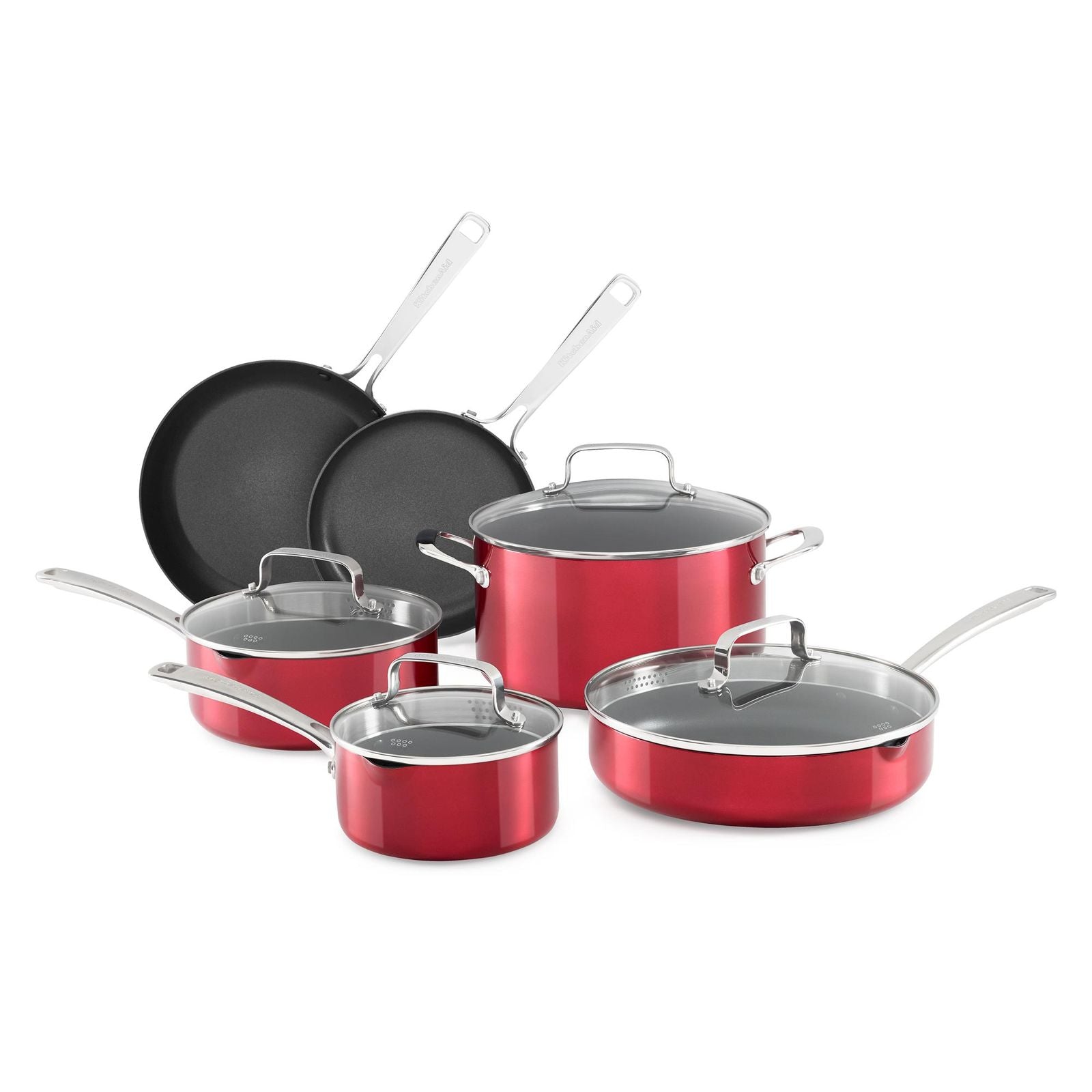 Candy Apple Red Tri-Ply Stainless Steel 8-Piece Cookware Set KC2SS08PC