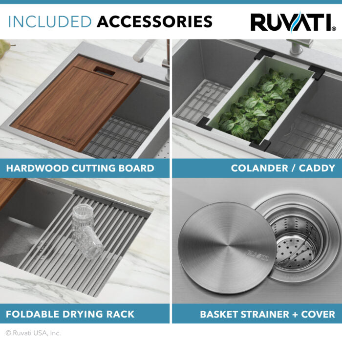 RUVATI RVH9301 36″ Apron-front 50/50 Farmhouse Kitchen Sink Stainless Steel