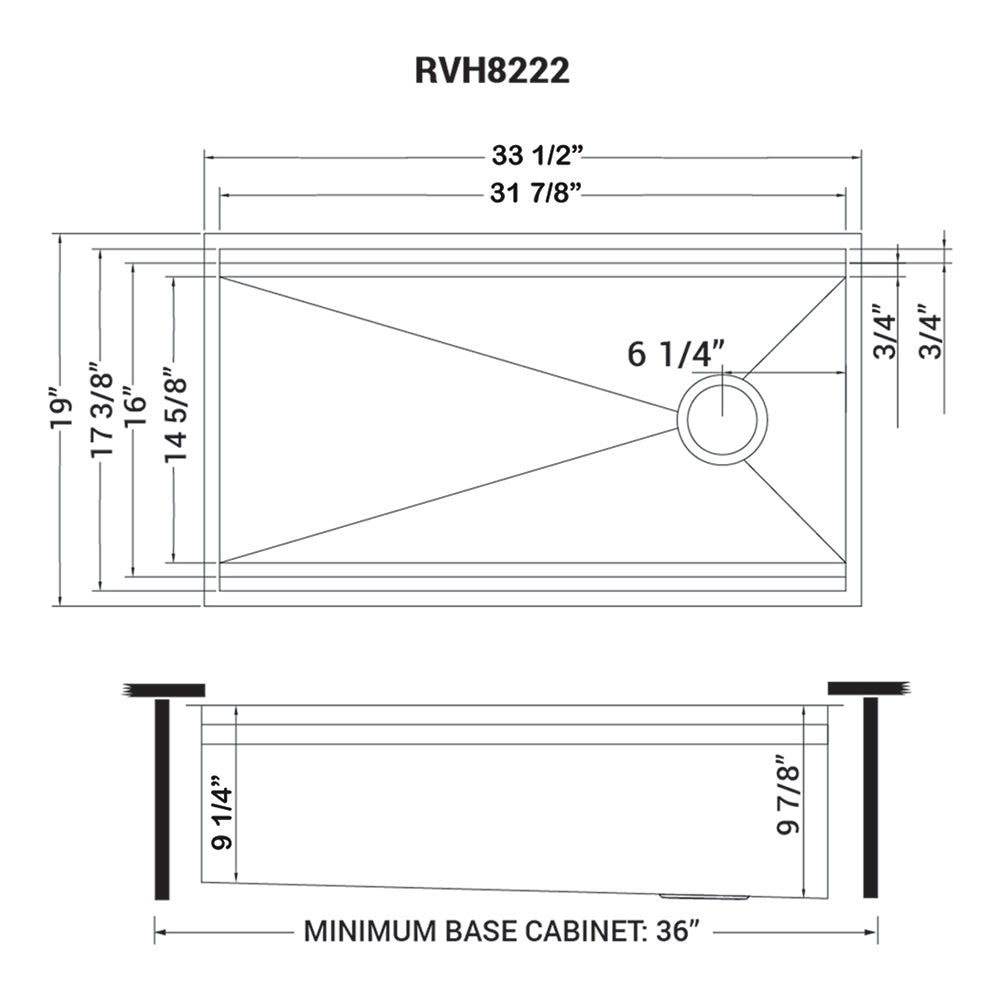 RUVATI RVH8222 33-inch Workstation Two-Tiered Kitchen Sink Undermount