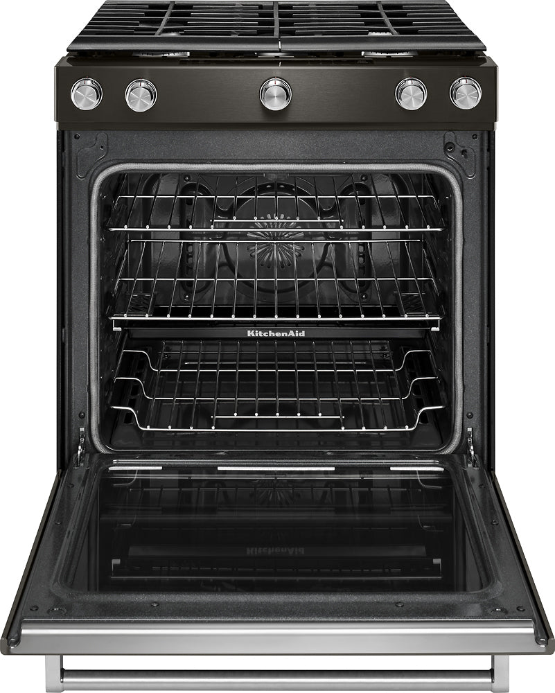 KITCHENAID KSGG700EBS 30-Inch 5-Burner Gas Slide-In Convection Range