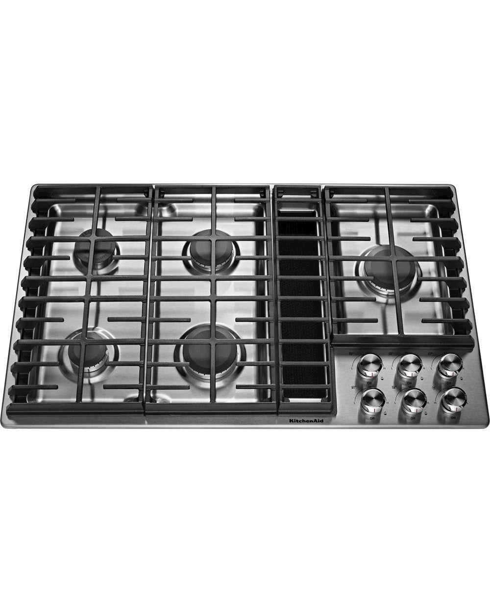 KITCHENAID KCGD506GSS 36&quot; 5 Burner Gas Downdraft Cooktop