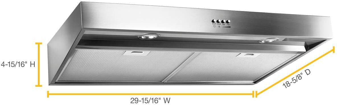 WHIRLPOOL WVU37UC0FS 30&quot; Range Hood with Full-Width Grease Filters