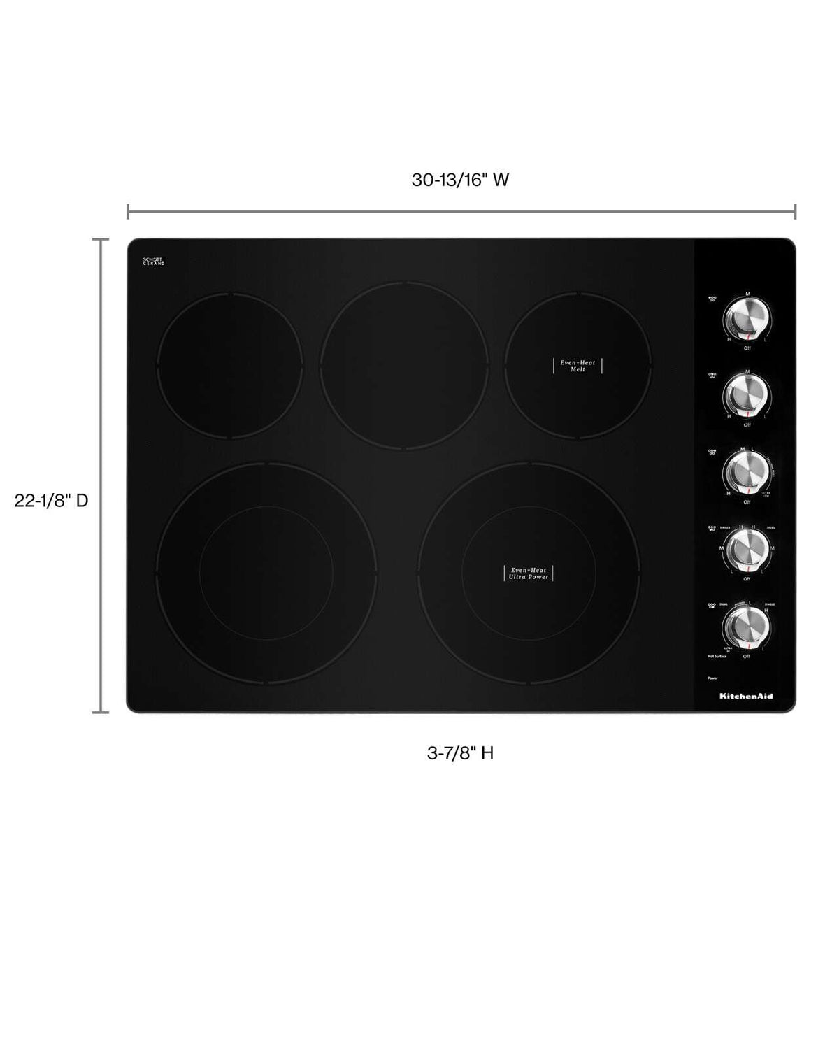 KITCHENAID KCES550HSS 30&quot; Electric Cooktop with 5 Elements