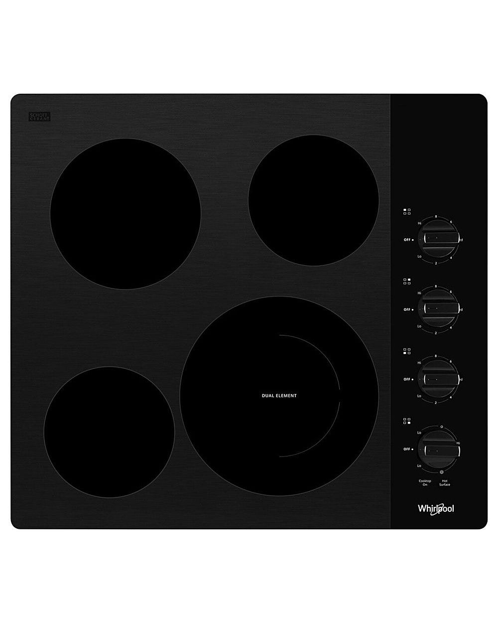 WHIRLPOOL WCE55US4HB 24-inch Compact Electric Ceramic Glass Cooktop