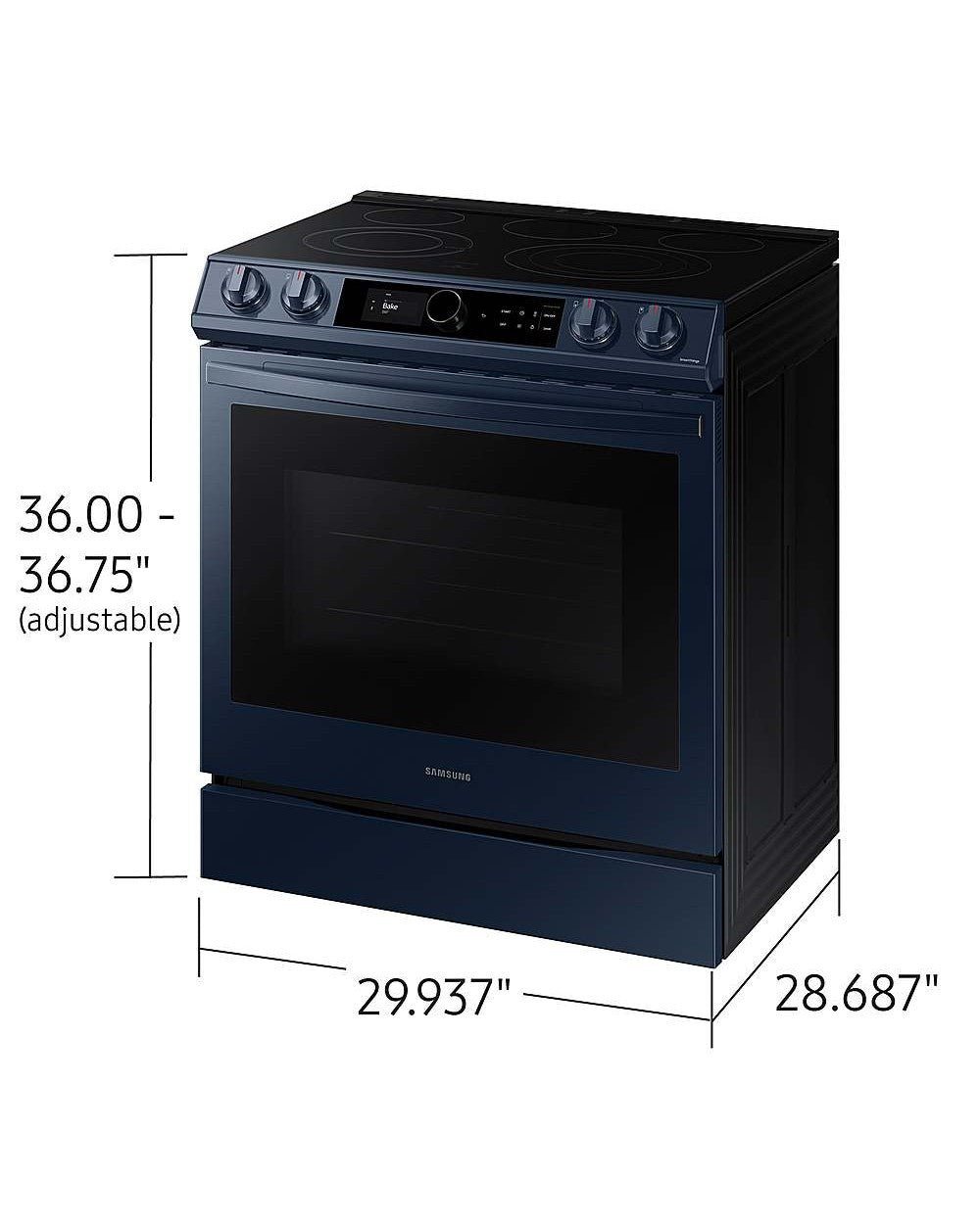 SAMSUNG NE63A8711QN/AA Bespoke Slide-in Electric Range with Air Fry in Navy Steel