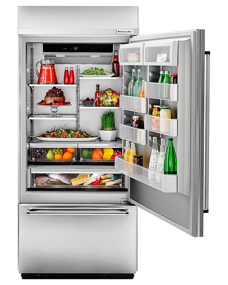 KITCHENAID KBBR306ESS 20.9 Cu. Ft. 36&quot; Width Built-In Stainless Bottom Mount Refrigerator