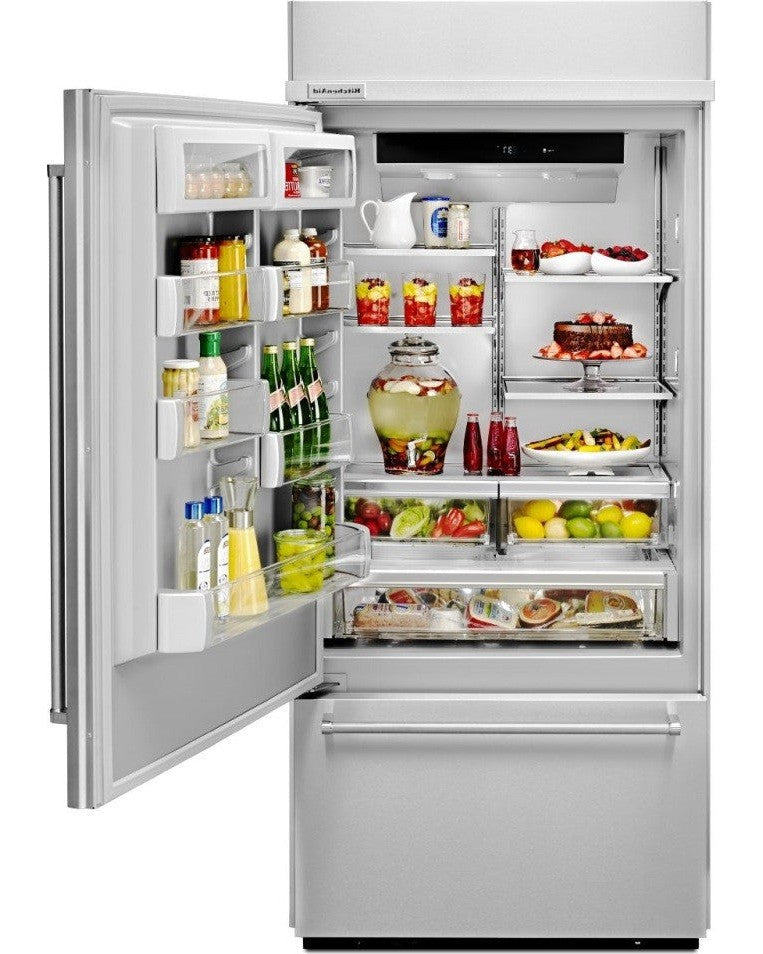 KITCHENAID KBBL306ESS  20.9 Cu. Ft. 36&quot; Width Built-In Stainless Bottom Mount Refrigerator