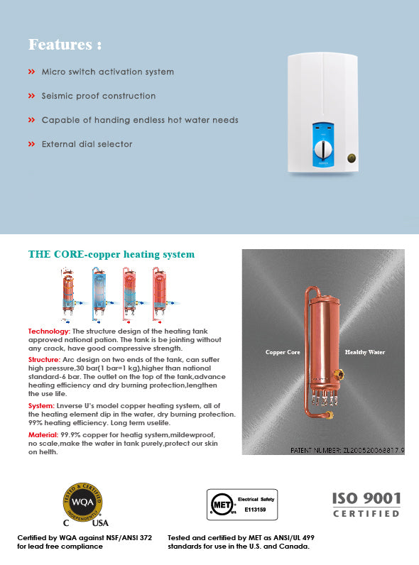 Sidfen Q Series Electric Tankless Water Heater