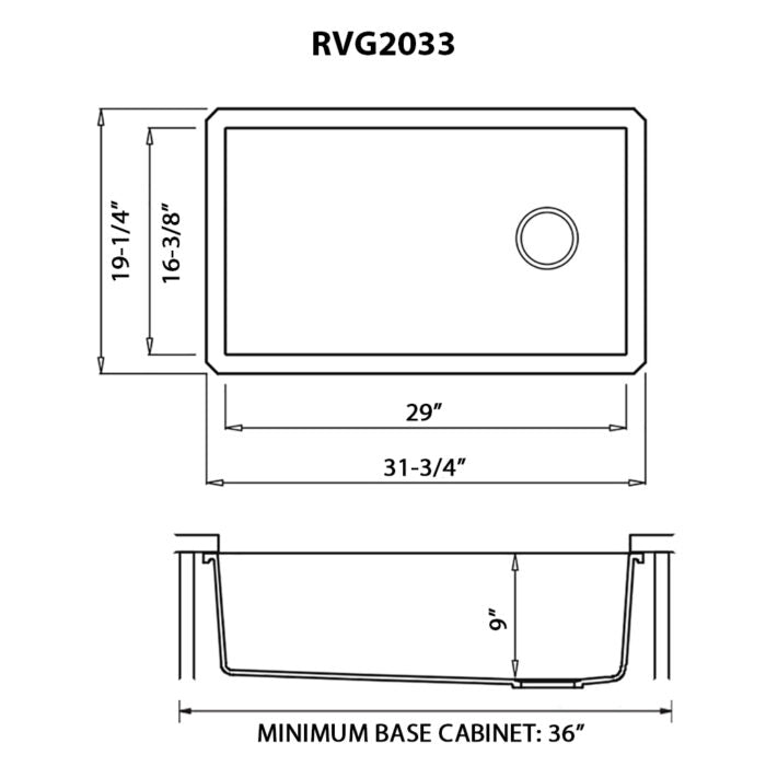 RUVATI RVG2033WH 32 x 19 inch epiGranite Undermount Granite Composite Single Bowl Kitchen Sink – Arctic White