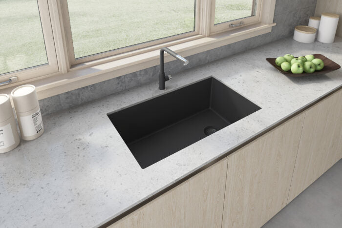 RUVATI RVG2033BK epiGranite 32 x 19 epiGranite Undermount Granite Composite Sink – Midnight Black