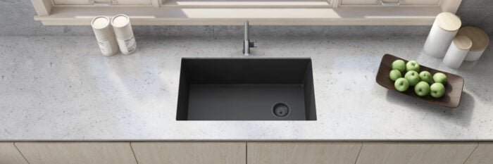 RUVATI RVG2033BK epiGranite 32 x 19 epiGranite Undermount Granite Composite Sink – Midnight Black