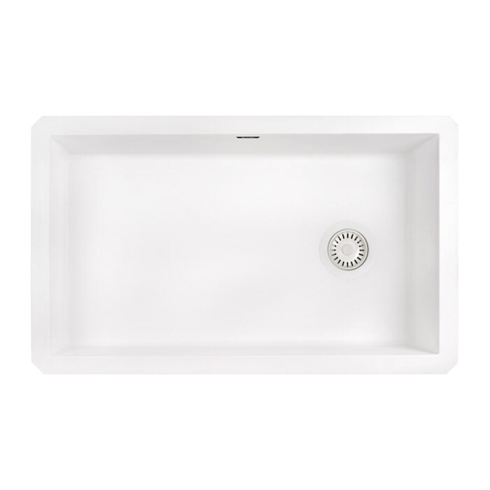 RUVATI RVG2033WH 32 x 19 inch epiGranite Undermount Granite Composite Single Bowl Kitchen Sink – Arctic White