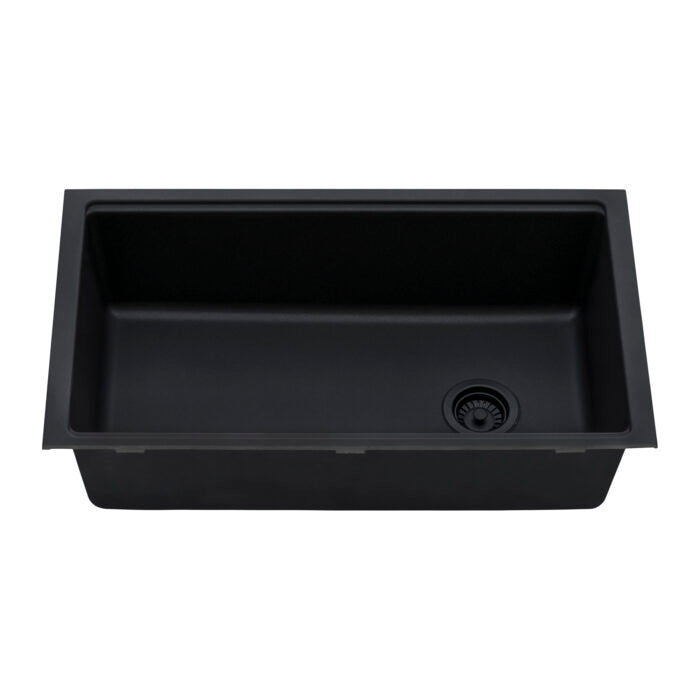 RUVATI RVG2302BK 33-inch Undermount Workstation Granite Composite Kitchen Sink Matte Black