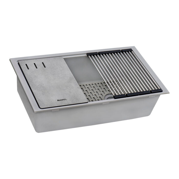 RUVATI RVG2302GR  33-inch Undermount Workstation Granite Composite Kitchen Sink Silver Gray