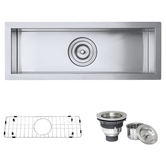 RUVATI RVH7120 23″ x 8″ Bar Prep Sink Undermount 16 Gauge Stainless Steel Single Bowl