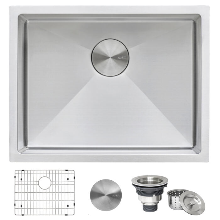 RUVATI RVH7123 23-inch Undermount 16 Gauge Tight Radius Stainless Steel Kitchen Sink