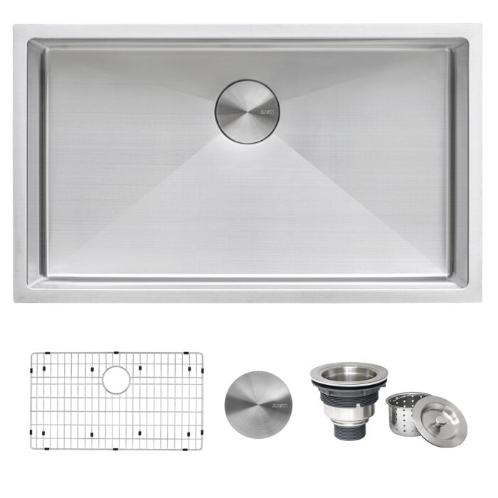 RUVATI RVH7300 30-inch Undermount 16 Gauge Tight Radius Kitchen Sink