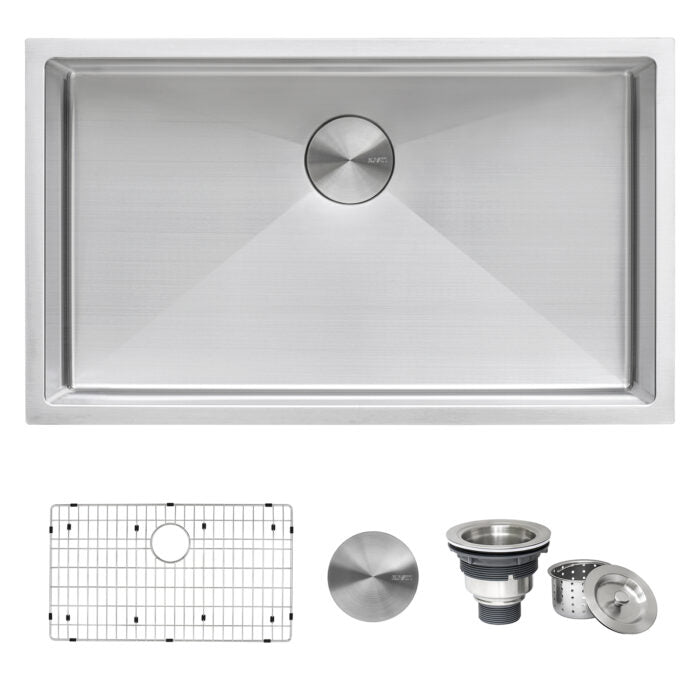 RUVATI RVH7433 33-inch Undermount 16 Gauge Tight Radius Kitchen Sink