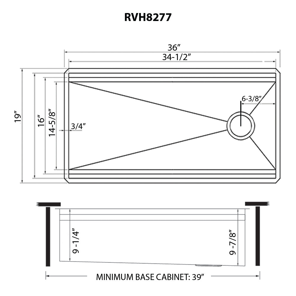 RUVATI RVH8277 36-inch Workstation Dual Tier Ledge Kitchen Sink