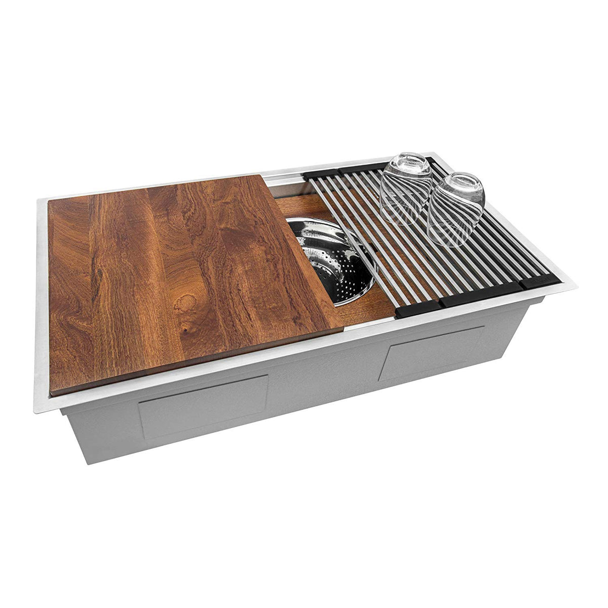 RUVATI RVH8277 36-inch Workstation Dual Tier Ledge Kitchen Sink