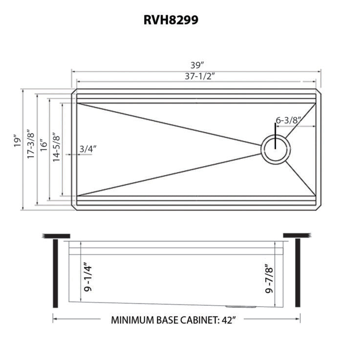 RUVATI RVH8299 39-inch Workstation Dual Tier Kitchen Sink Undermount