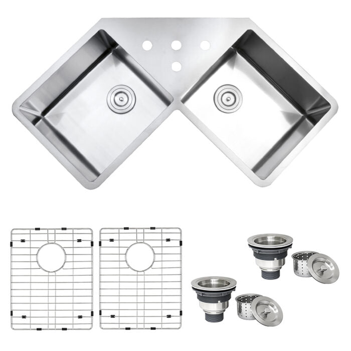 RUVATI RVH8400 Gravena Corner Butterfly Undermount Kitchen Sink