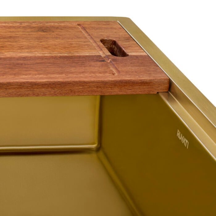 RUVATI Monaco Matte Gold Workstation Apron-Front Kitchen Sink