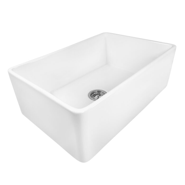 RUVATI RVL2300WH Reversible Farmhouse Apron-Front Kitchen Sink Single Bowl – White