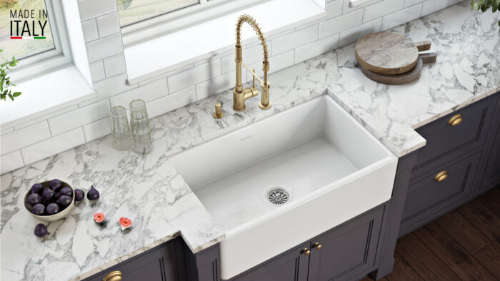 RUVATI RVL2300WH Reversible Farmhouse Apron-Front Kitchen Sink Single Bowl – White
