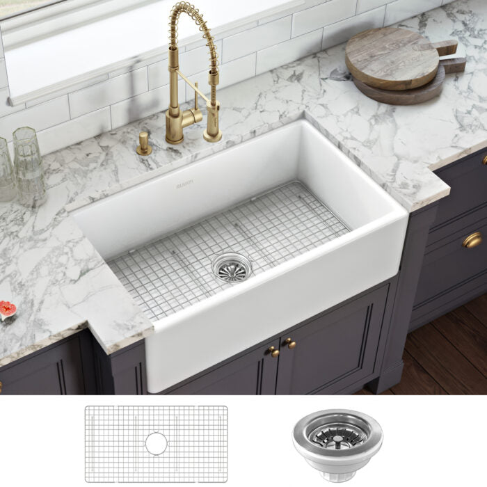 RUVATI RVL2300WH Reversible Farmhouse Apron-Front Kitchen Sink Single Bowl – White