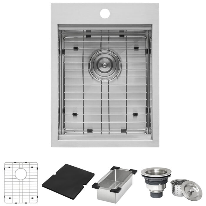 RUVATI RVQ5210 Outdoor BBQ Workstation Sink 15 x 20 inch Topmount Marine Grade T-316