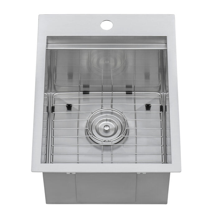 RUVATI RVQ5210 Outdoor BBQ Workstation Sink 15 x 20 inch Topmount Marine Grade T-316