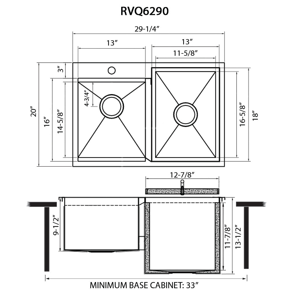 RUVATI RVQ6290 Insulated Ice Chest and Outdoor Sink 29 x 20 inch BBQ Workstation Topmount